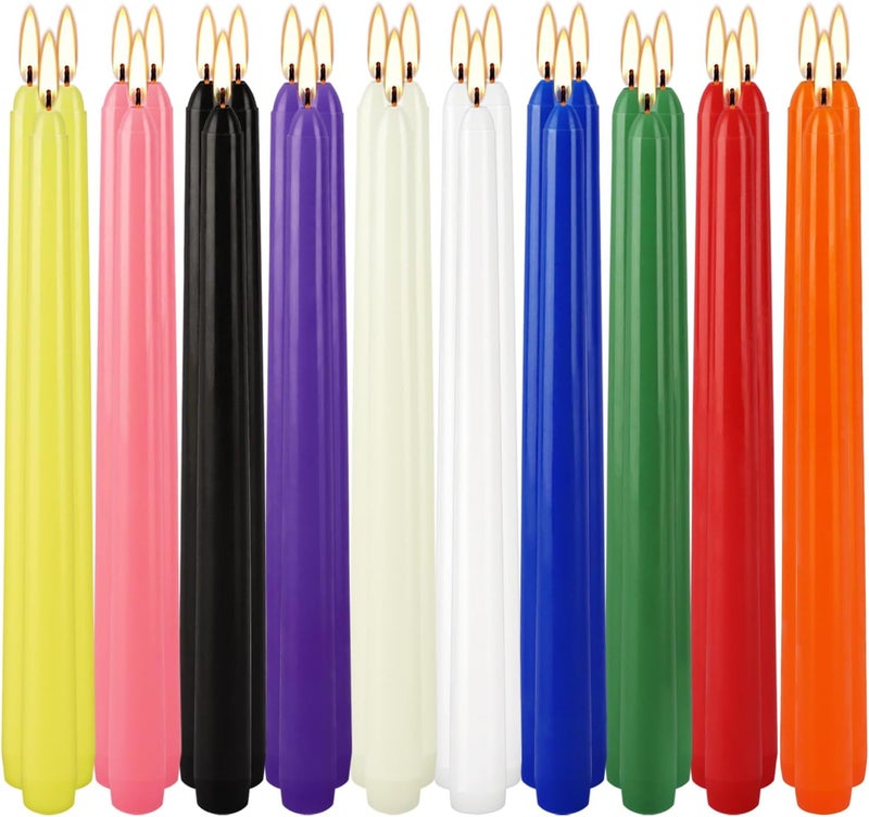 CLTNIKET 30 Pcs 10 Inch Dripless Taper Candles, Unscented Colorful Long Candles Sticks for Holiday Celebration Display, Home Decor, Dinner, Festival, and Party Decoration. - Image 1
